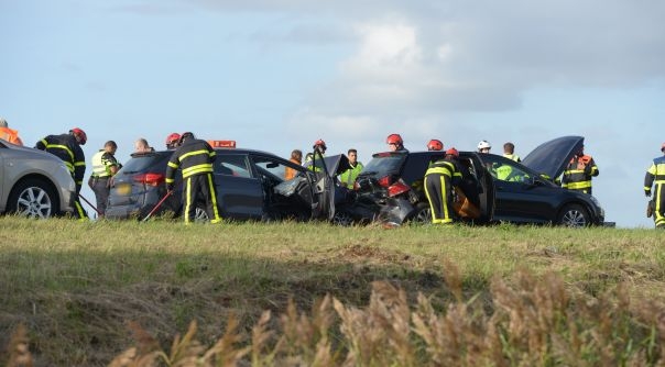 Het ongeluk op de A4 bij Woensdrecht.