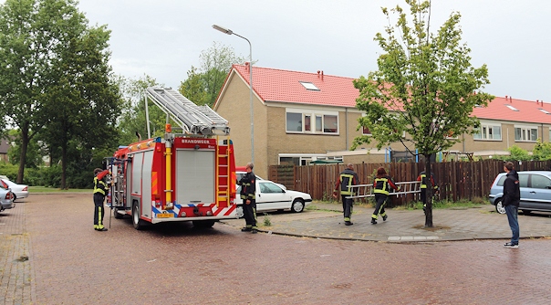 De brandweer aan Papisland in Middelburg.