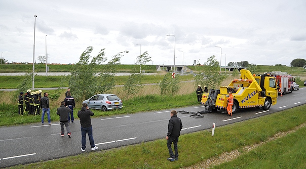Het ongeval op de afrit van de A58 bij Nieuw- en Sint Joosland.