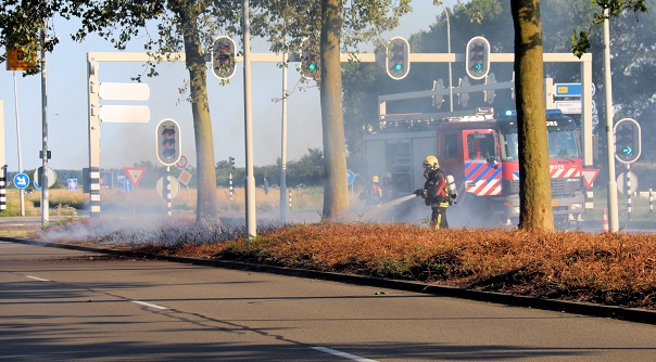 De brandweer bij het brandje in Terneuzen.