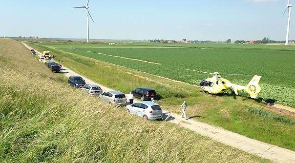 De traumahelikopter bij het incident in Sint Philipsland.