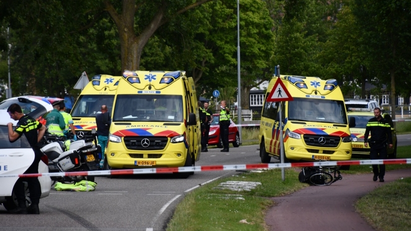 De hulpdiensten bij het ongeluk in Vlissingen.