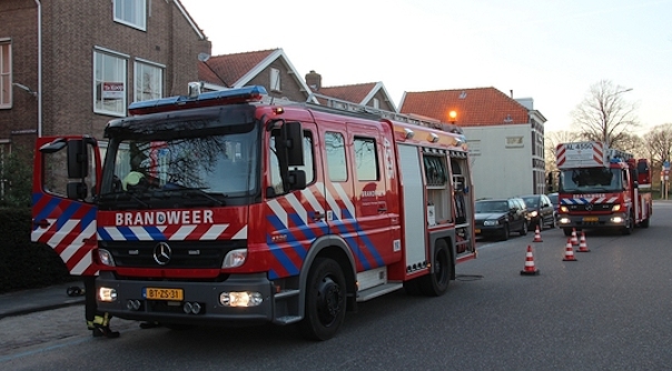 De brandweeroefening aan de Vlissingsesingel in Middelburg.