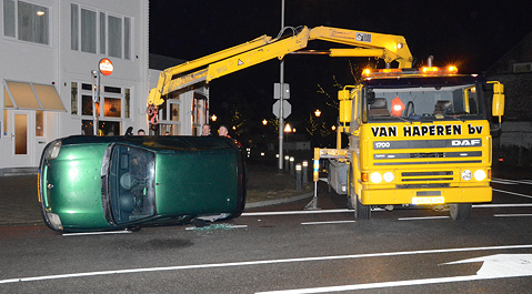 Het eenzijdige ongeval op de Van der Maelstedeweg in Hulst.