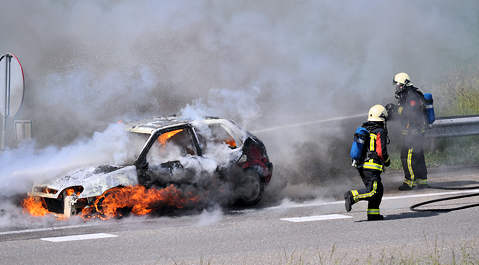 De felle autobrand op de A58 ter hoogte van Middelburg.