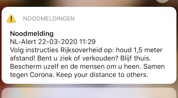 Rond 11.30 uur heeft de Nederlandse overheid een NL-Alert uitgestuurd.