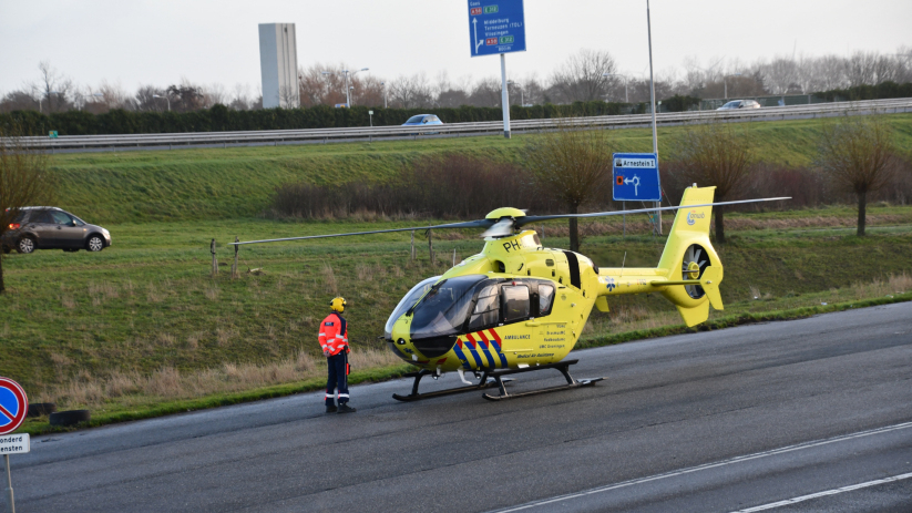 De traumahelikopter landde bij de Schietbaan.
