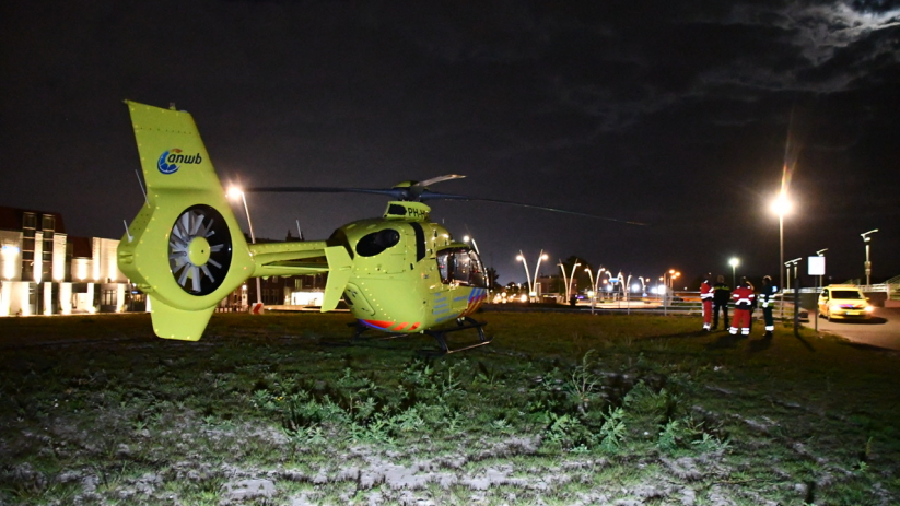 De traumahelikopter landde op de Scheldeboulevard.