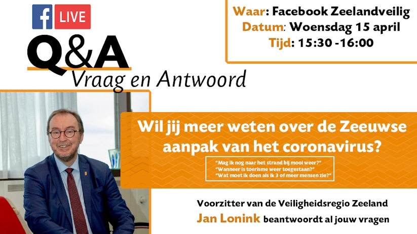 De livestream is te vinden op de Facebook pagina van ZeelandVeilig.