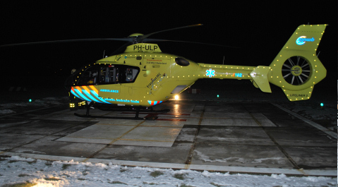 De helikopter landde bij het ziekenhuis in Goes.