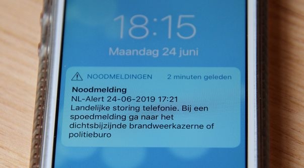 Er werden ook NL-Alerts verspreid over de storing.