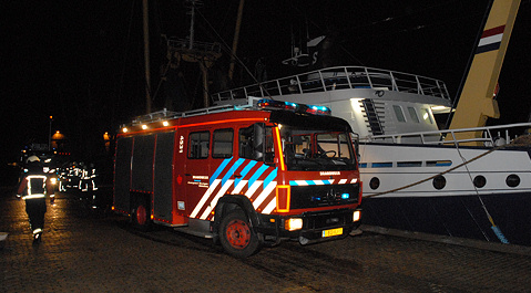 De brandweer aan de Visserijkade in Vlissingen