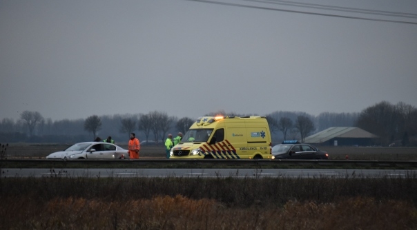 Het ongeluk op de A58 bij Goes.