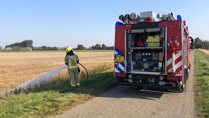 Het brandje woedde bij de Mollekotweg op de grens met België.