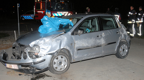 Het eenzijdige ongeval op de Rondweg in Sluis.