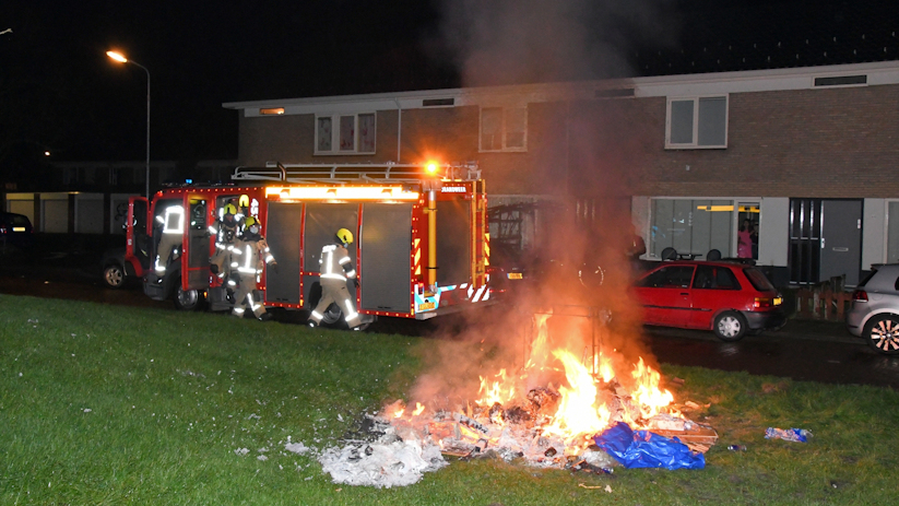 Een buitenbrand in Middelburg op Oudejaarsavond.