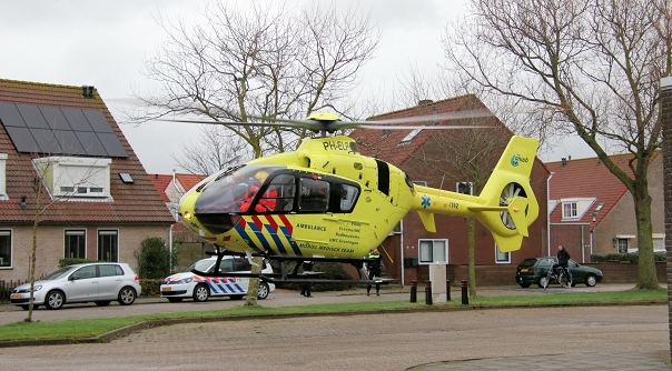 De traumahelikopter in Westkapelle.