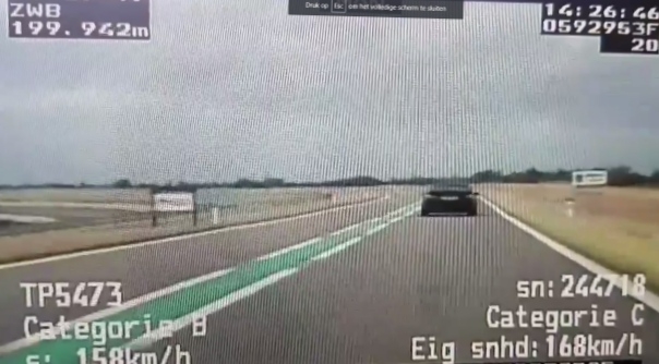 De snelheidsmeting door de videoauto op de Oesterdam.