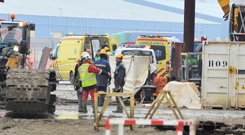 Het bedrijfsongeval aan de Belgieweg Oost in Nieuwdorp.
